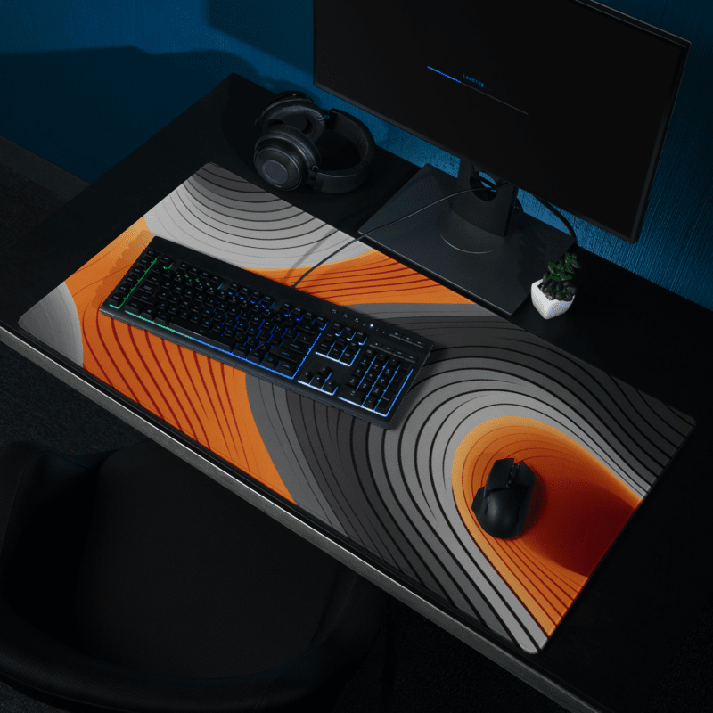 Tapis De Souris Original Géométrique Orange et Gris - La Planète Gaming
